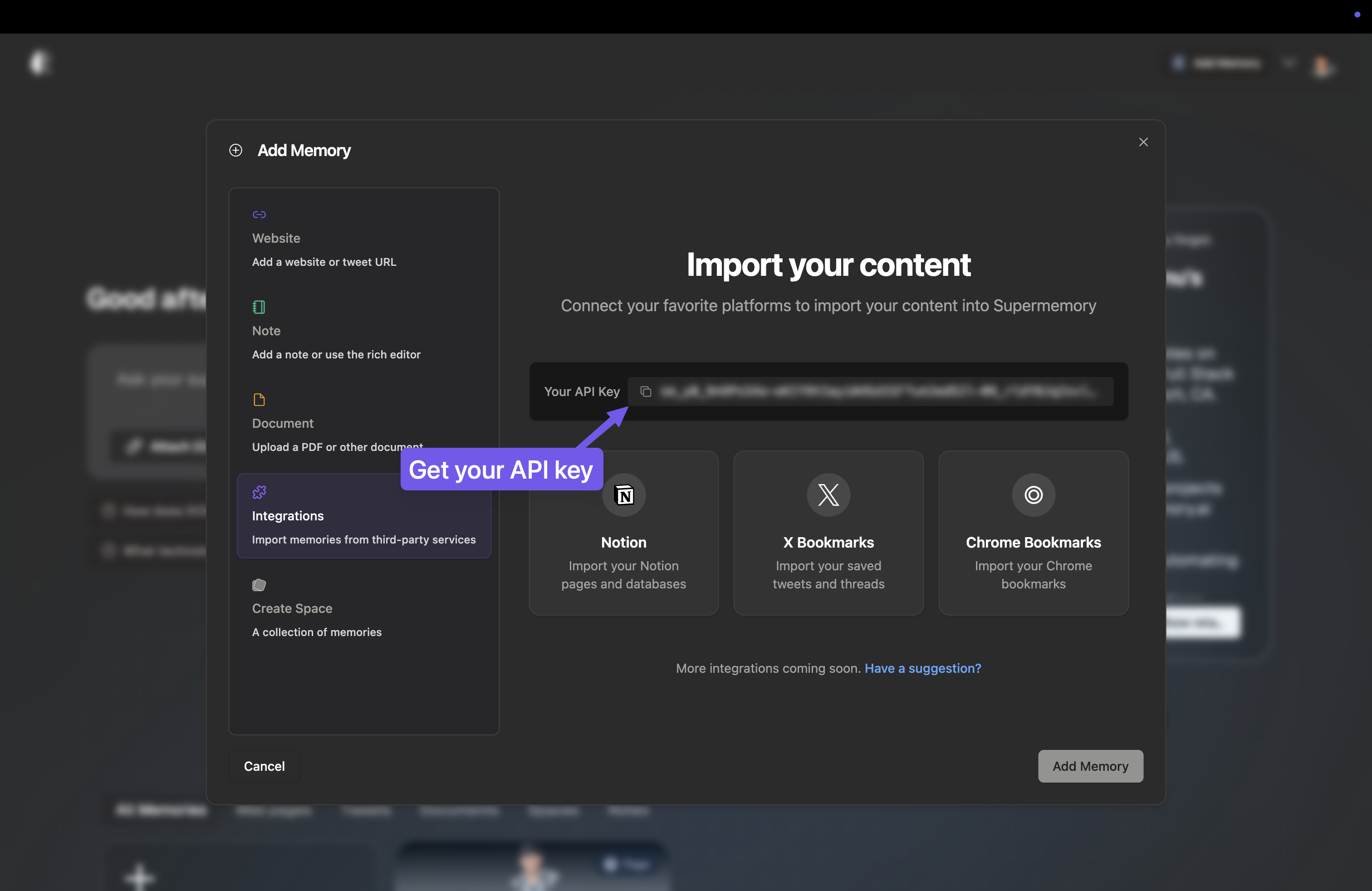 View API Key in Integrations